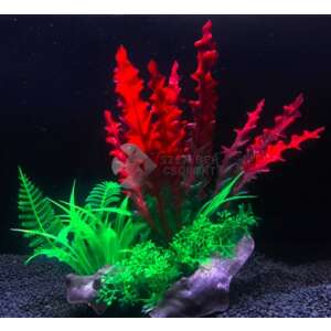 Zöldes pirosas hínár növény telep, akváriumi műnövény 17 cm 39414260 