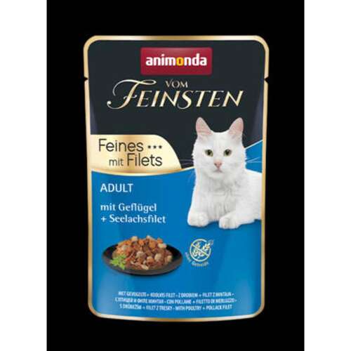 Animonda Vom Feinsten Fines Filets Felnőtt Macskaeledel Baromfival és Tengeri Lazacfiléval