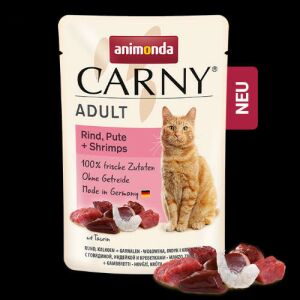 Animonda Carny Adult Macskatáp - Marha, Pulyka és Garnéla - 85g Tasak - Animonda