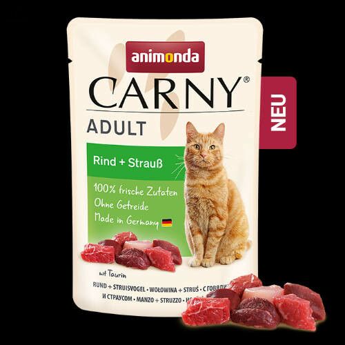 Animonda Carny Adult Karma dla Kota - Wołowina i Strusia, 85g Saszetka