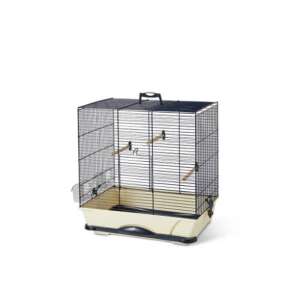 SAVIC Primo Bird 40 madárkalitka, fekete fém ketrec krémszínű műanyag alappal, kanárik és egzotikus madarak számára - Savic