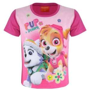 Mancs Őrjárat lány póló Skye-val és Everestel, rózsaszín virágokkal - Mancs Őrjárat