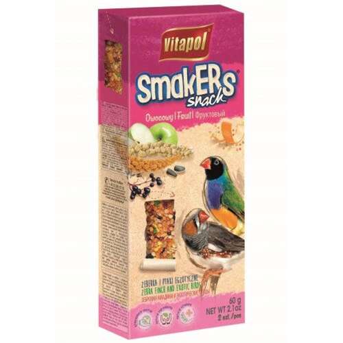 Vitapol Smakers Snack Gyümölcs zebrapintyek és egzotikus madarak számára, 60g