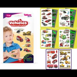 53 db ideiglenes tetoválásos matrica készlet: Autók, KOPXX1800014_1, Tytoo