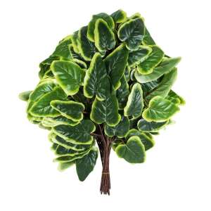 Set of 10 artificial leaves, green with yellow edges - Artificial Plant & Flower