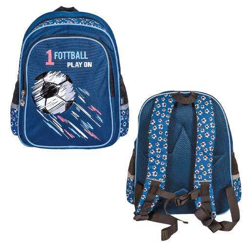Play On 33x27x15 cm kék óvodai hátizsák foci mintával