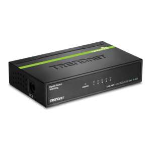 TRENDnet TEG-S50g 5-Port Gigabit Switch, black, with 5 ports, power button, and link/act lights - Trendnet