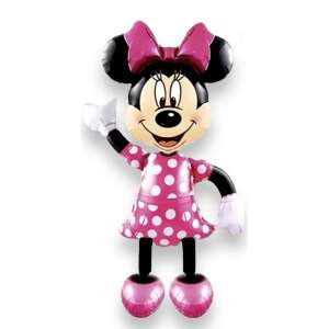 Folie Figurina Minnie Mouse 175 cm inaltime, balon aluminiu airwalker marime gigantica cat un adult, Negru si Roz 109337370 - Baloane