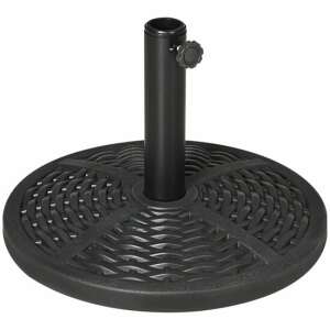 Black round umbrella base with rattan design, suitable for 38-48 mm poles - Art
