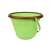 Găleată din silicon pliabilă de culoare verde cu mâner maro, design kiwi