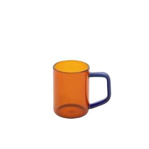 CREATE Ambar Collection cană portocalie din sticlă cu mâner albastru, 130 ml - Cani