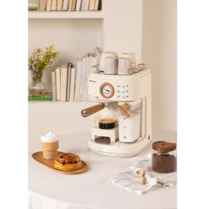 Retro félautomata eszpresszógép, CREATE, Thera Retro Pro, krém