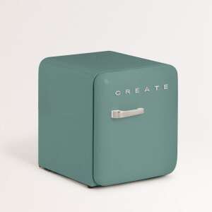 CREATE Ретро мини хладилник, градински чай зелен, изглед под ъгъл - Мини хладилник