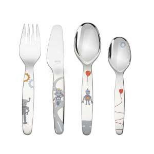 Set de tacâmuri pentru copii Rösle Little Robot, 4 piese, din oțel inoxidabil, cu design robot - Rösle Seturi de tacâmuri