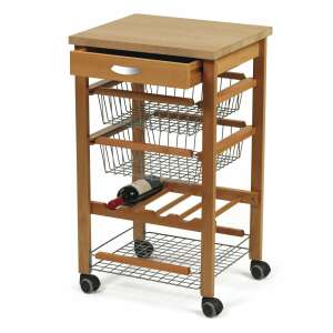 Arredamenti Italia Arturo cărucior de servire bucătărie din lemn de cireș cu sertar și coșuri - Depozitare și organizare