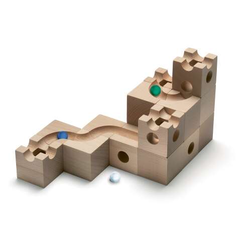 CUBORO Tunnel Extra készlet fa golyópálya játék, építőkockák gyerekeknek, STEM tanulás, kreativitás, képzelet, építés, oktató játék