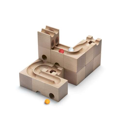 CUBORO Duo Extra készlet fa golyópálya játék, építőkockák gyerekeknek, STEM tanulás, oktatójáték