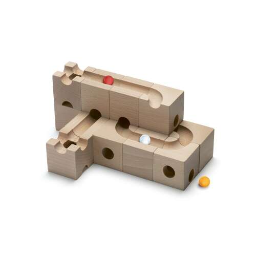 Fából készült játékkészlet gyerekeknek CUBORO, Pro, CBR216, 16 db, 5 márvány golyóval, 1-5 játékos részére, fejleszti a koncentrációt és a motoros készségeket, természetes fa