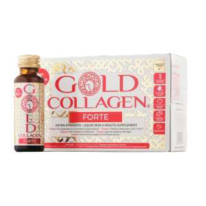 Supliment lichid cu colagen marin hidrolizat pentru piele, par si unghii, Gold Collagen, Forte 40+, 10 flacoane x 50 ml
