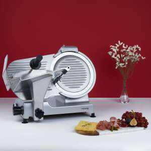 Електрическа машина за рязане на месо H.Koenig MSX300, сребърна, нож от неръждаема стомана, регулируема дебелина, диаметър на ножа 300 mm, 280 RPM - Машина за нарязване