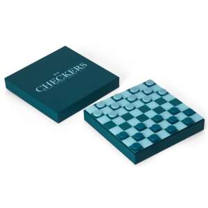 Игра Дама Printworks, Класически дама, 25 x 25 см, минималистичен дизайн, дърво и акрилен материал, елегантна кутия, тюркоаз