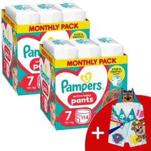 Pampers Pants 2 Monatspackung Windeln 15kg+ Junior 7 (228 Stück) + Geschenk PAW Handtuch 135705333 - Windeln