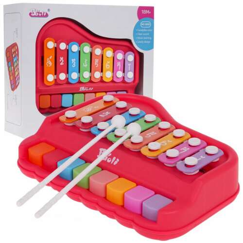 Baoli 2 az 1-ben piros xilofon és zongora játék gyerekeknek ütőkkel