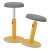 Two LEITZ Ergo Cosy Active adjustable height office chairs, yellow with grey seats, 46-79 cm height, 110 kg weight capacity