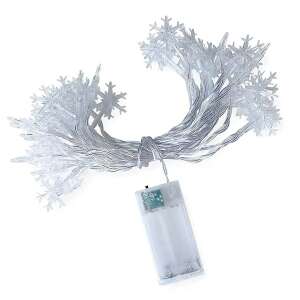 Hópehely led karácsonyi fényfüzér 3m, 20 LED, elemmel működő, meleg fehér - Nonbrand Fényfüzér