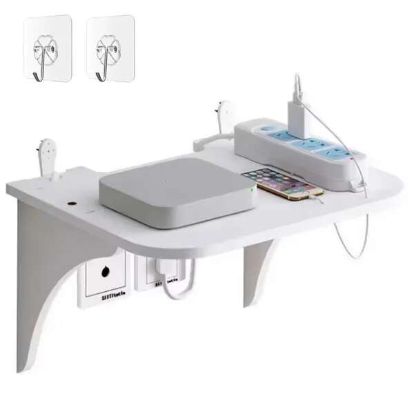 Kompakt Fehér Fali Polc WiFi Routerhez - 22,5x18x13,5 cm