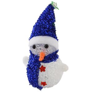 Karácsonyi LED Hóember Dekoráció, kék sapka és sál - Szezonális dekoráció