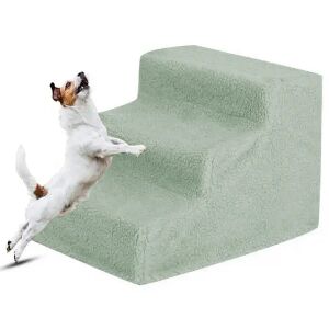 Háromlépcsős kutyarámpa plüss borítással, kutya használja a rámpát - Kiegészítők háziállat tartáshoz