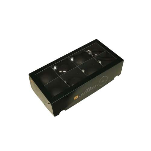 8 darabos fekete üveg karácsonyi gömb szett, 8 cm átmérőjű, dobozban