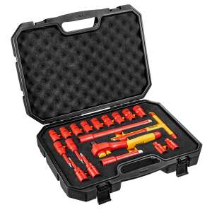 Set de chei tubulare izolate NEO TOOLS 1000V 1/2 inch, 19 piese, în valiză - Accesorii chei tubulare