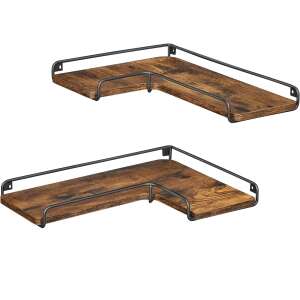 Set of 2 black and brown corner shelves, Vasagle brand - Office Furniture