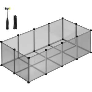 SONGMICS Pet Playpen, Plastic, DIY, Configurable, 143x73x46cm, Grey 109385486 - SONGMICS