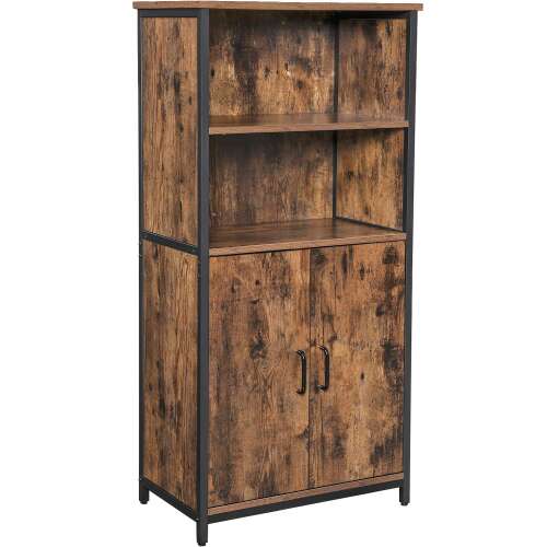 VASAGLE industrial style cabinet with shelves, rustic brown, 35x60x125cm