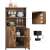 VASAGLE industrial style cabinet with shelves, rustic brown, 35x60x125cm, showing interior details and adjustable feet