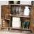Inside view of VASAGLE industrial style cabinet with shelves, rustic brown, 35x60x125cm, showing shelves and adjustable feet
