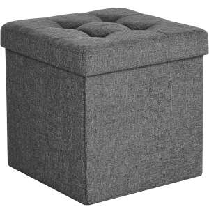 Gray storage ottoman with tufted top - SONGMICS