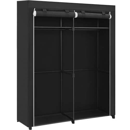 SONGMICS Ruhatár ruhák tárolására, textilanyagból, 2 akasztóval, 43x140x174cm, fekete