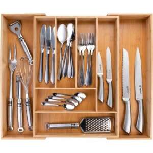 Bambusz Kihúzható Evőeszköztartó Fiók - 8 Rekeszes