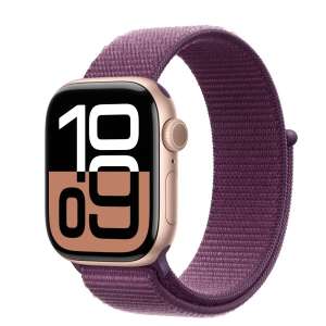 Apple Watch Series 10 smartwatch z purpurowym paskiem sportowym - Inteligentne urządzenie