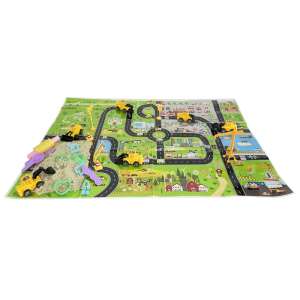 Városi építkezés játékszett 2 kg kinetikus homokkal, nagy játszószőnyeggel, utakkal, épületekkel és járművekkel, valamint játékautókkal, szerszámokkal és homokkal - Nonbrand Interaktív gyerek játék