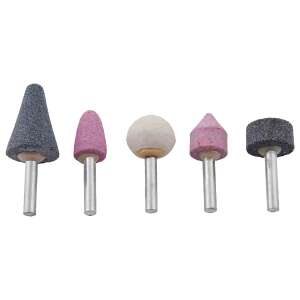 5 pc Assorted Shape Straight Grinding Stone Set, 6 mm Shank, Raider 159903 109404955 - Sanding Accessory