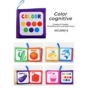 Színes babakönyv puha anyagból, különböző színekkel, tárgyakkal és állatokkal. Tökéletes a korai tanuláshoz és fejlődéshez. - Babakönyv