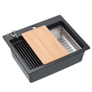 KURT 110 WORKSTATION Black Dotted Granitspüle mit Zubehör - Spülbecken