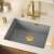 Eingebaute Logan 100 Grey Metallic Granitspüle mit Wasserhahn und Seifenspender