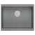 Draufsicht der Logan 100 Grey Metallic Granitspüle mit silbernem Abfluss