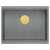 Draufsicht der Logan 100 Grey Metallic Granitspüle mit goldenem Abfluss
